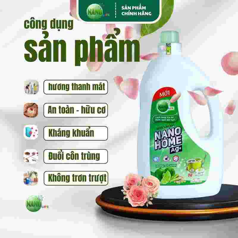 Nước lau sàn Nanohome Ag+ 2,2 Lít  (hương xả chanh)